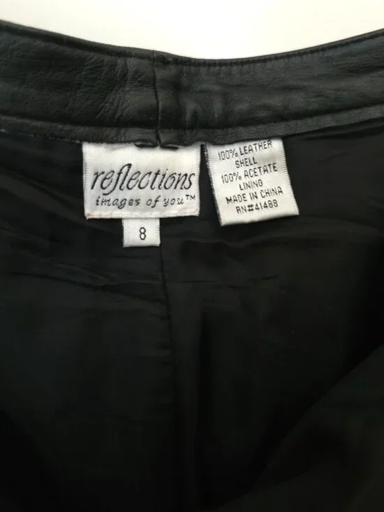 Vintage REFLECTIONS Black Leather Boot Cut Pants Women's Sz 8 - Picture 6 of 7